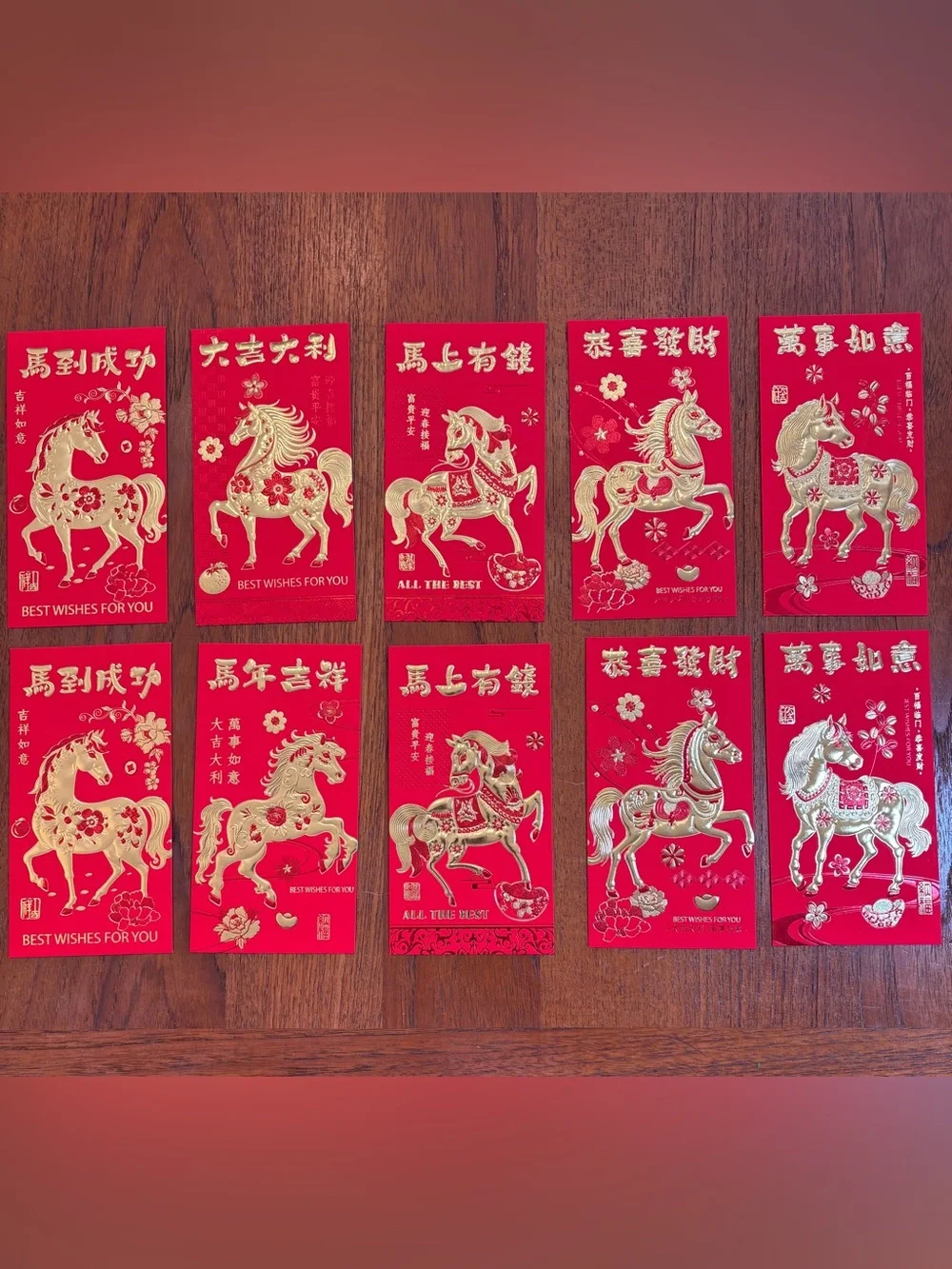 2026 Year of the Horse Hong Bao Red Envelopes Year of the Horse Gold Foil